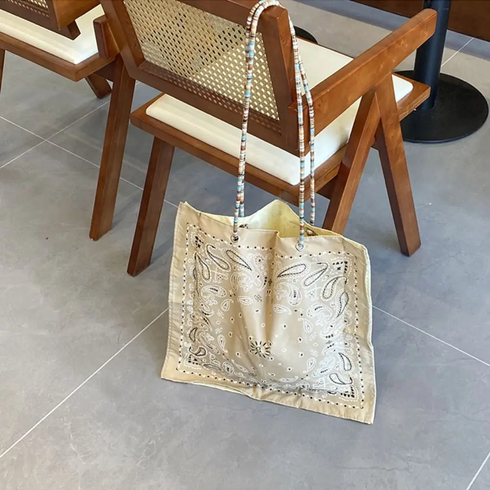 

Elegant Printed Cashew Flower Canvas Bag Retro Double Side Canvas Tote Bag Shopping Bag Lightweight Women's Handbag Travel