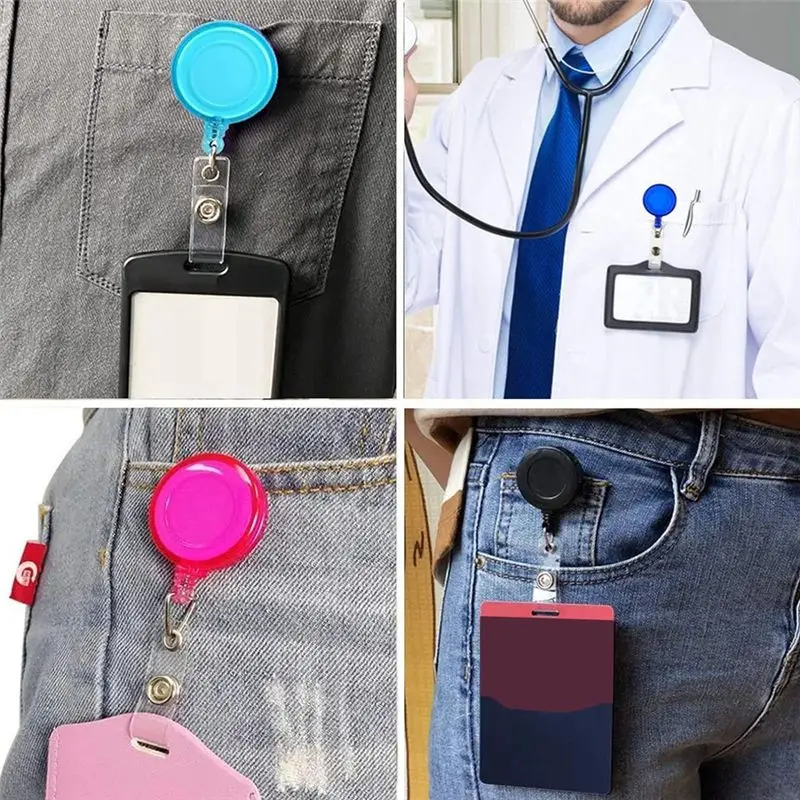 Latest ABBQ-Retractable Badge Reels, 30 Pack Colorful Badge Clips Holders for Name ID Card Key Card