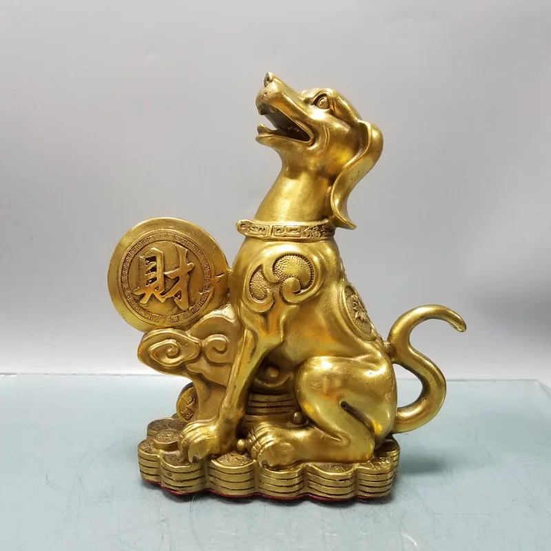 

Brass Wealth and Luck Dog Twelve Zodiac Dog Wangcai Copper Dog Ornaments Money Dog Ornaments Home Office Ornaments