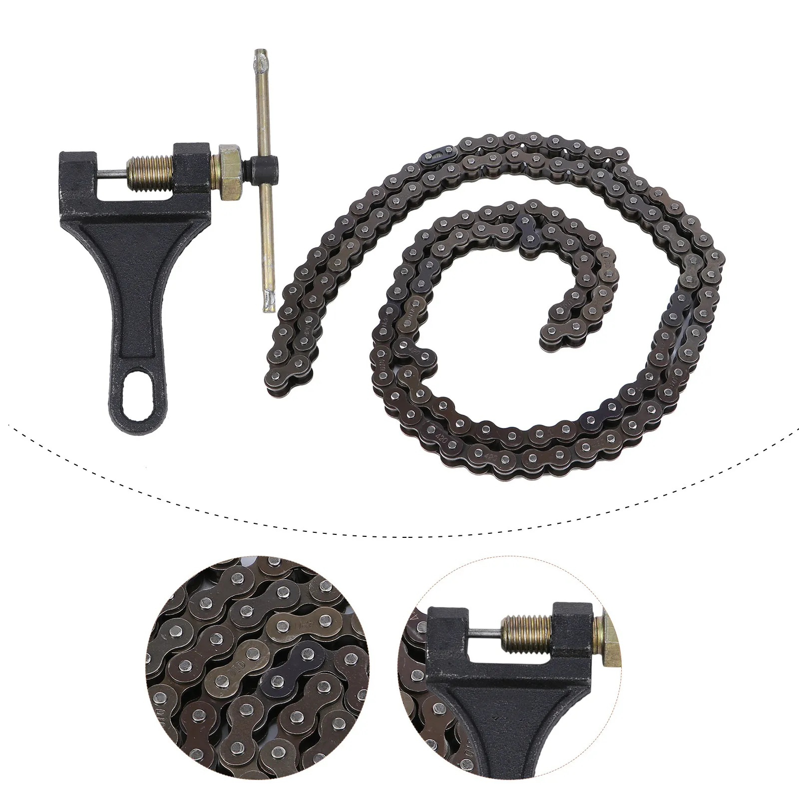 

1Set 132-Link 420 Dirt Bike Chain Heavy Duty Off-Road Motorcycle Chain Replacement Sturdy Polished Rust Resistant Smooth Safe
