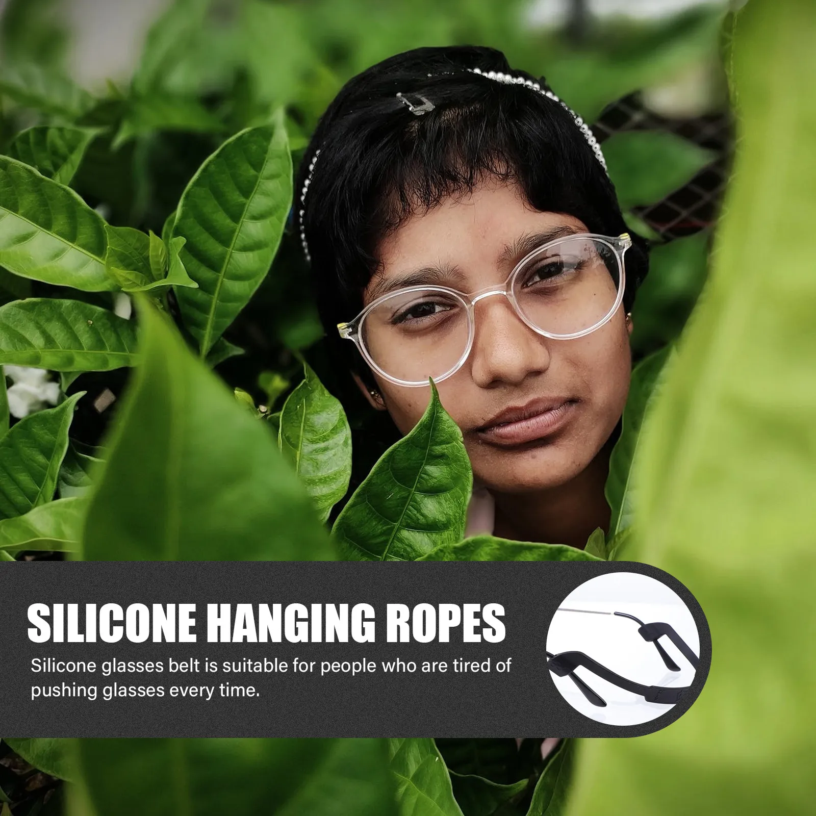 6Pcs Unisex Silicone Glasses Ropes Non-Slip Elastic Hanging Strap Suitable for Thin Thick Arms 25-16Mm Frame Width Fitness