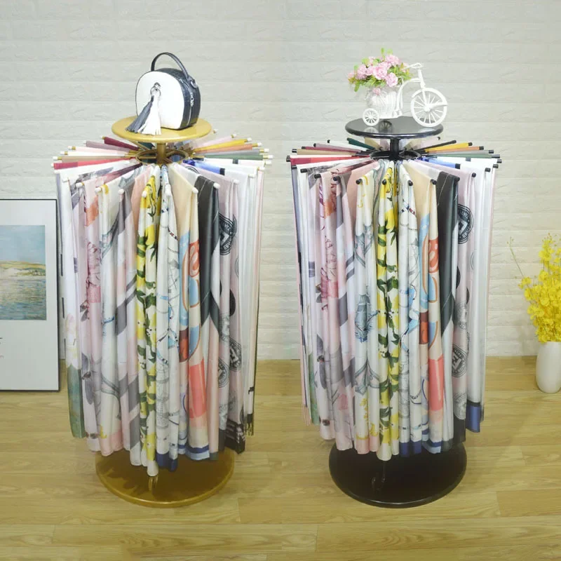 Estante para bufandas de hierro forjado de piso a techo, soporte de exhibición para chal de seda para tienda de ropa