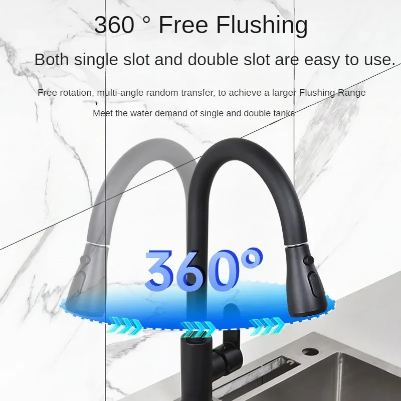 Kitchen Faucets Stainless Steel Pull Out Kitchen Sink Water Tap Deck Mounted Mixer Stream Sprayer Head Hot Cold Taps