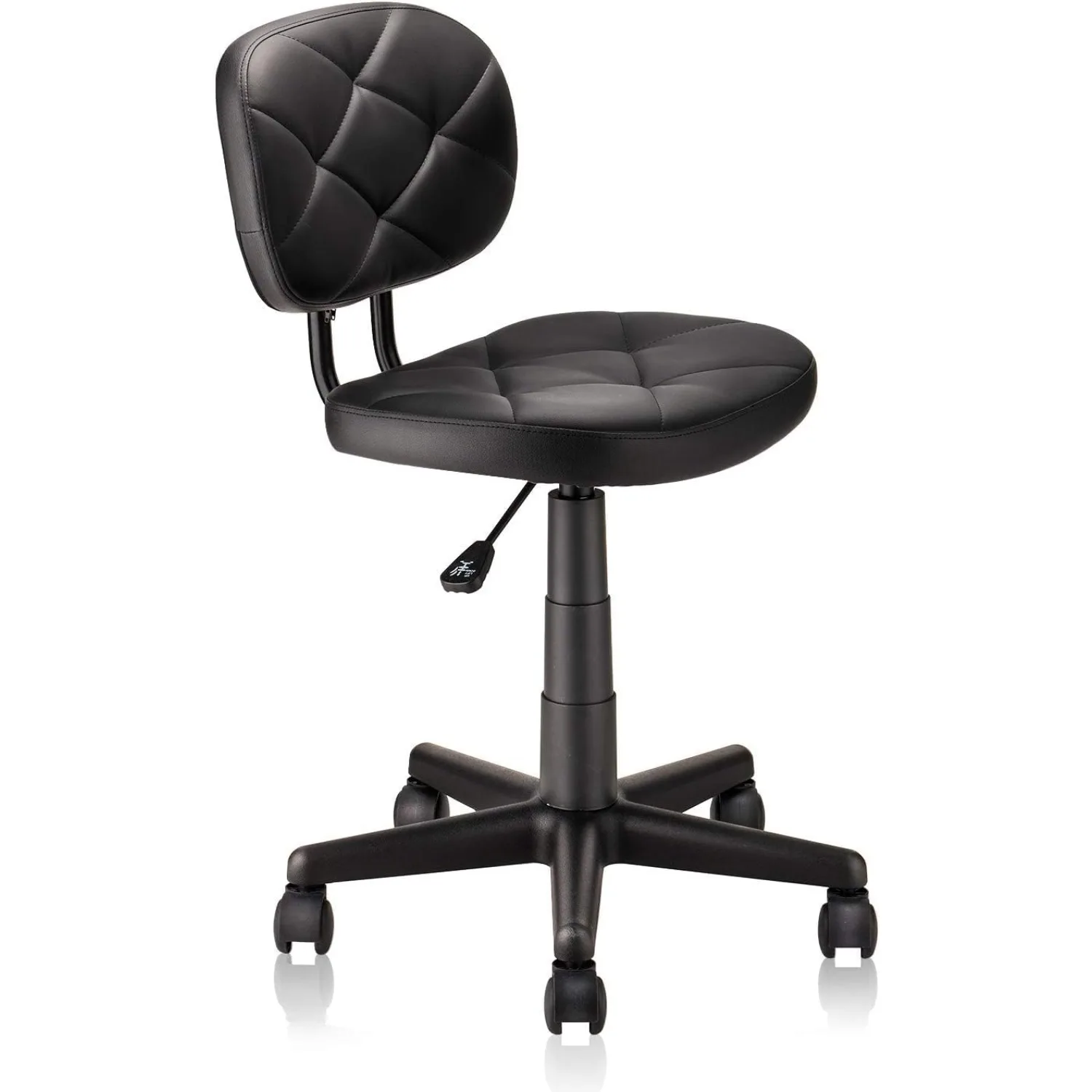 

Round Rolling Stool with Adjustable Height and Pu Leather Backrest Swivel Stool Chair for Salon Tattoo Work Office Massage Black