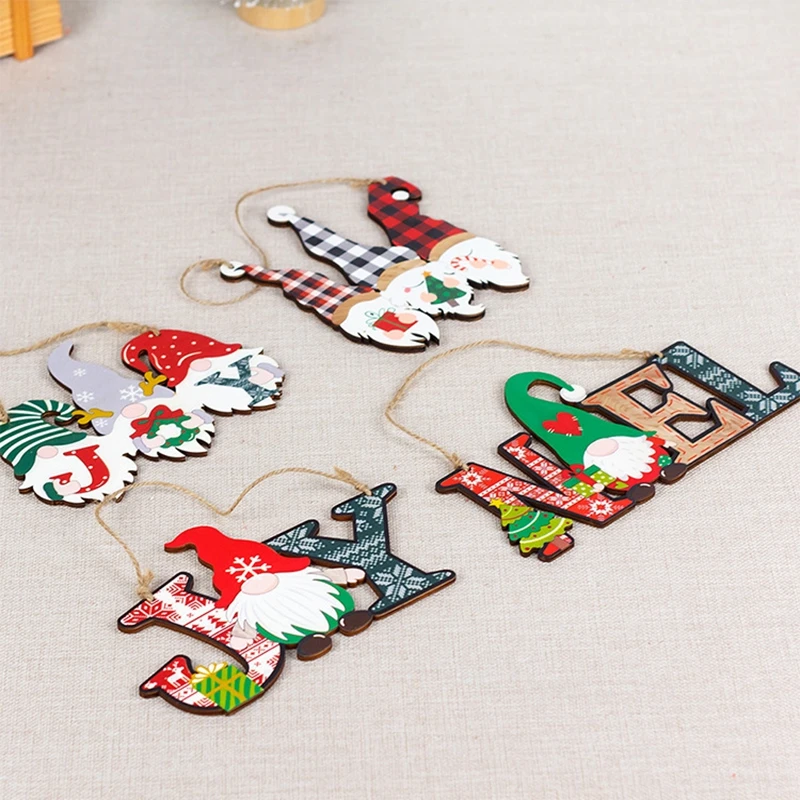 Xmas Hanging Wood Ornaments for Christmas Tree DIY Assembly Christmas Decoration for Home New Year Gift Christmas Craft Supplies