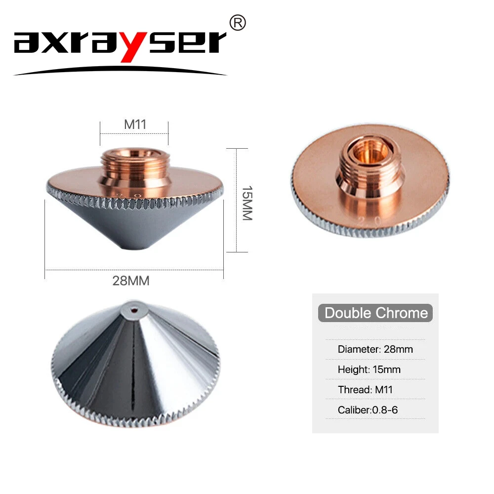 Axrayser 10 stks Type A Laser Nozzle Dia.28 H15 M11 Kaliber 0.8-6 Enkele Dubbele Lagen voor Precitec WSX Fiber Laser Snijkop