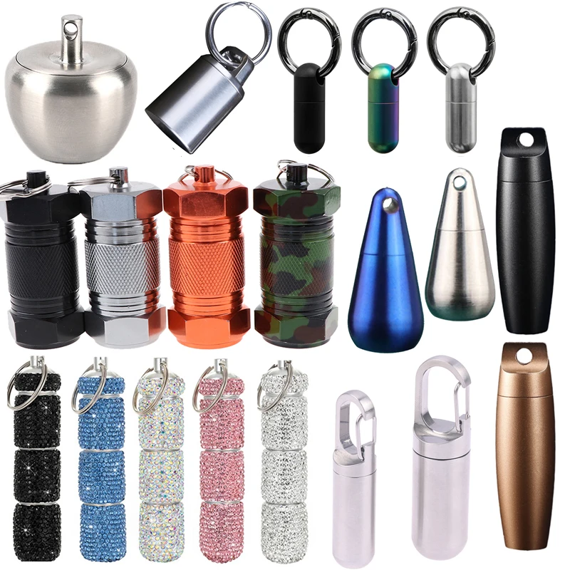 

Stainless Steel/Pure Titanium Pill Box Waterdrop Pendant Mini Pill Bottle Portable Waterproof Multifunctional Tablet Container