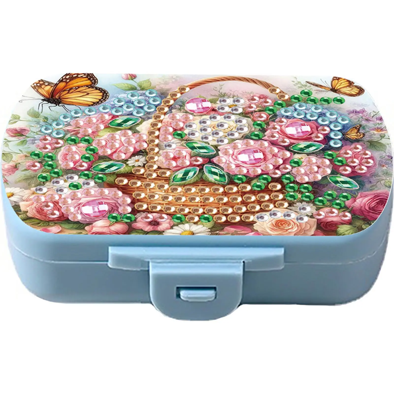 

Квадратная шкатулка для таблеток с алмазной вышивкой, мини-портативный дорожный органайзер с шестью отделениями, контейнер для хранения лекарств