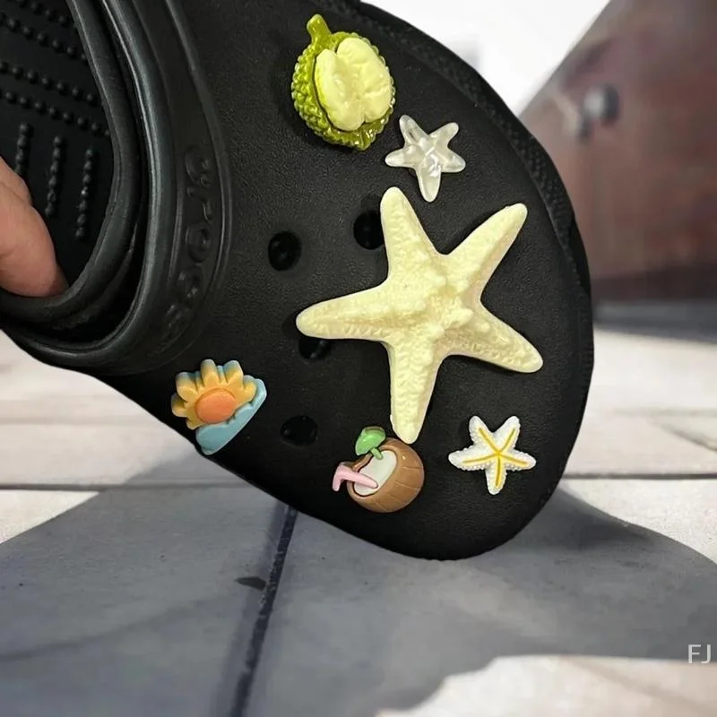 Zestaw ozdobnych zawieszek do butów – rozgwiazda, kokosowa butelka do ogrodowych chodaków