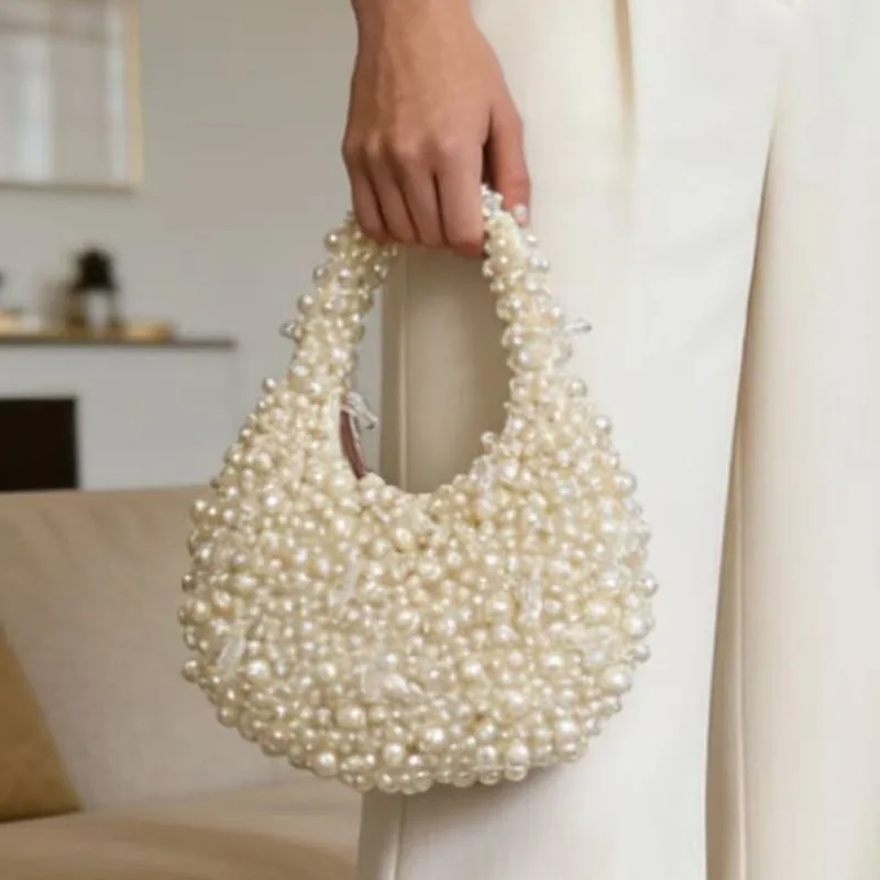26 years of pure hand-sewn bead imitation pearl crystal dinner bag light luxury heavy industry versatile women's party handbag