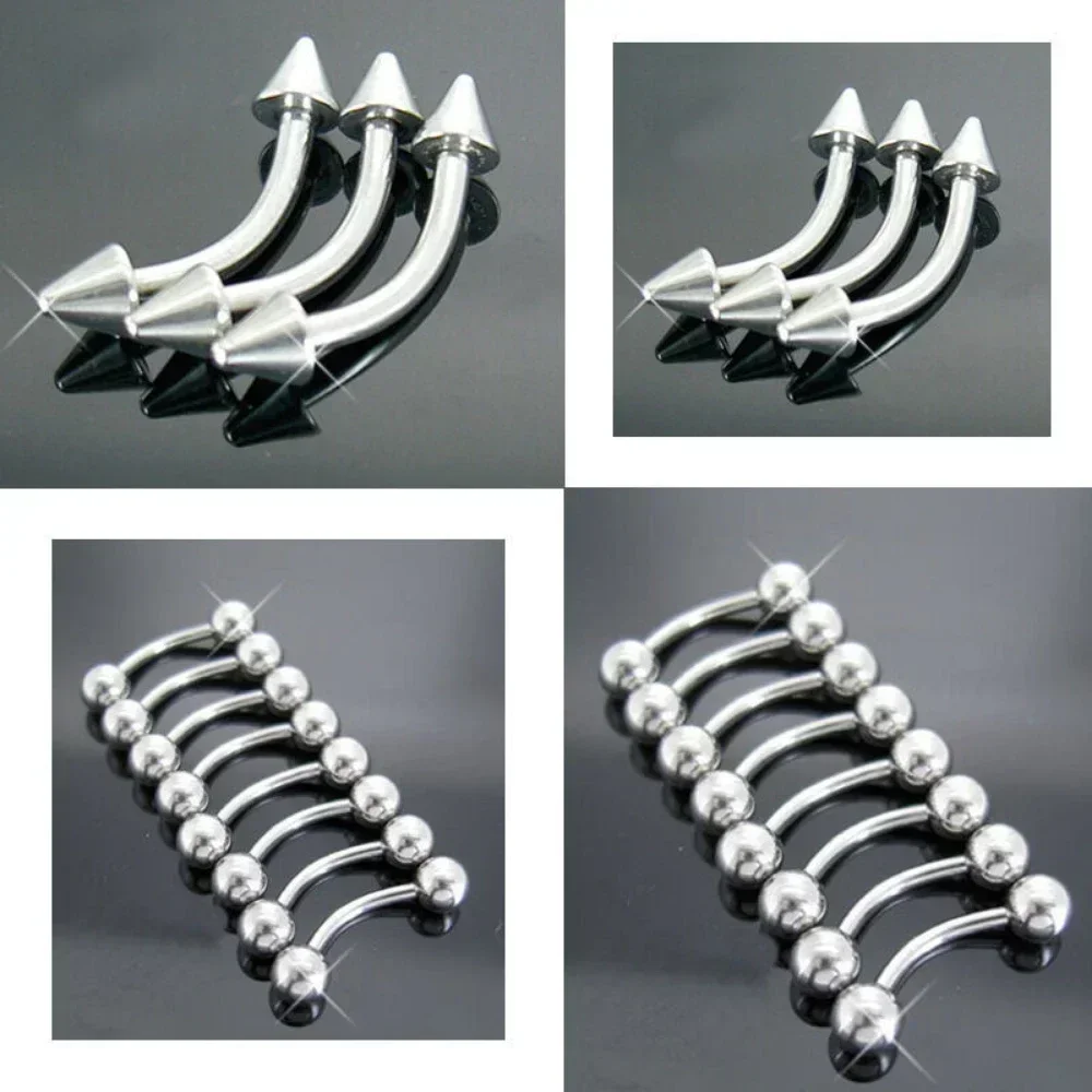 Bulk Multi Size 16G 1.2mm Steel Curved Barbell Eyebrow Piercing 6-14mm Bar 3mm Ball Ear Piercing