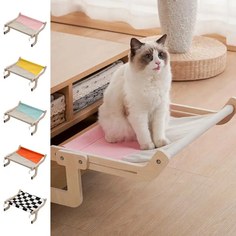 

Cat Window Perch Cat Hammock Window Hanging Bed Cat Window Seat Pet Mat Adjustable Wooden Cat Bed Window Seat for Indoor Cats