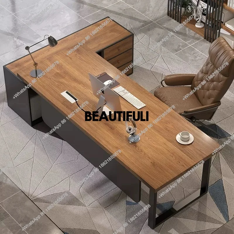

Wooden Designer Executive Office Desk Strong Brown Luxury Standing Computer Desks Modern Large Scrivania Office Furniture