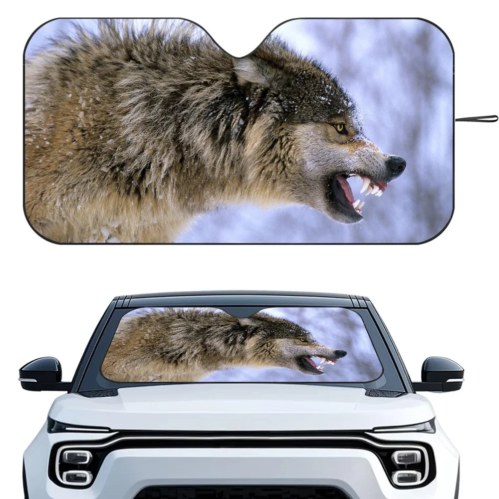 

Nature Animal Wolf Car SunSha Heat-insulating Aluminum Film Windshield Sunshas UV Rays Blocks Car Sun Visor Protector