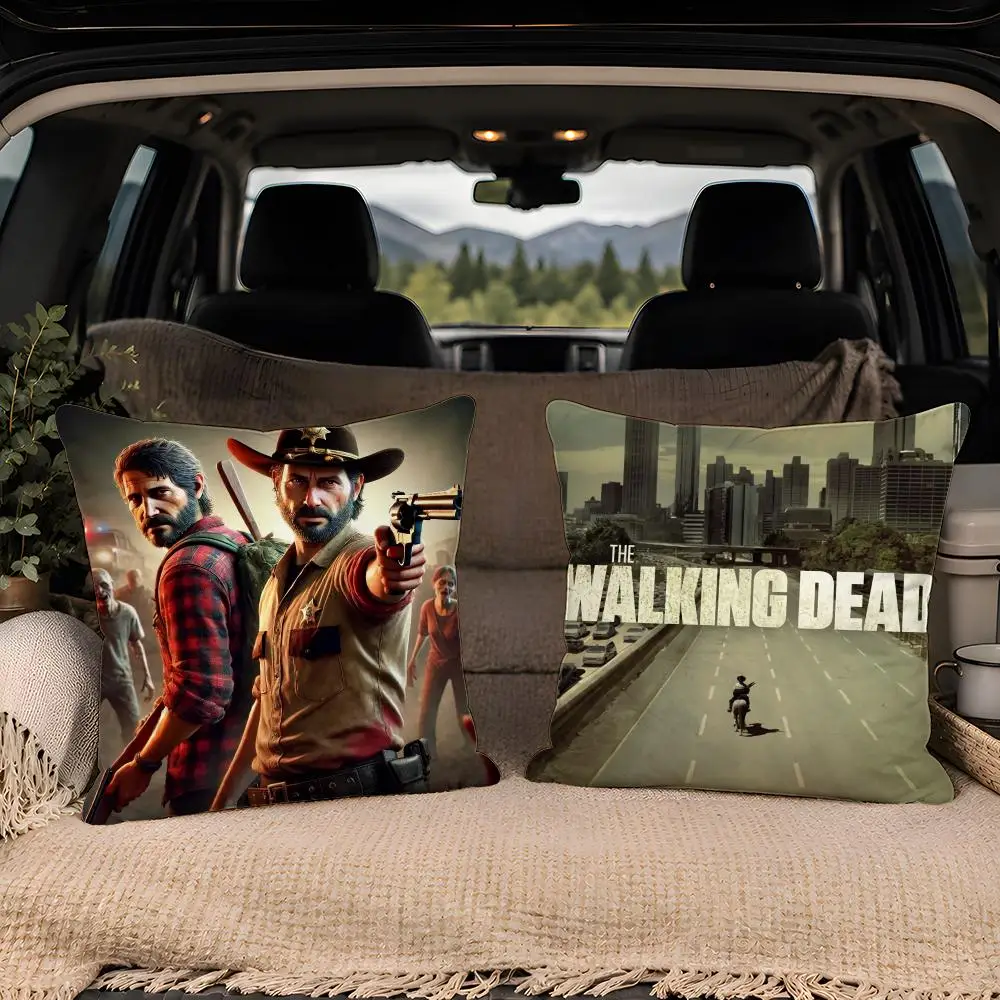 T-The Walking Dead Movie  Soft Plush  Double Print and Invisible Zipper for Sofa Home Car Use Cushion Cover