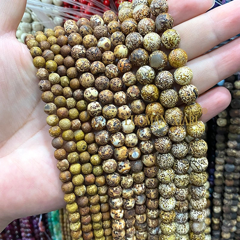 الأصفر ماتي العقيق القديم الجزع الحجر الطبيعي خزر عازل لصنع المجوهرات Diy بها بنفسك أقراط سوار Charms اكسسوارات 6 8 10 مللي متر 15''