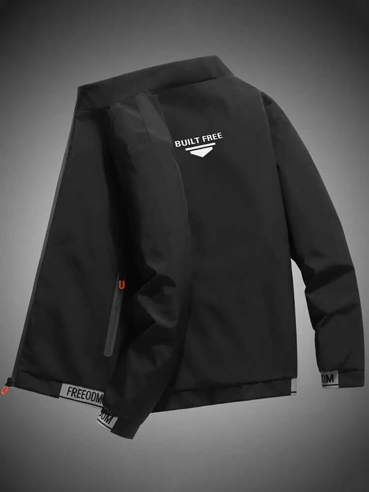 

Мужская тонкая куртка Slim Fit для весны и осени, с воротником-стойкой, ветрозащитная, модная верхняя одежда из полиэстера, с длинными рукавами, на молнии