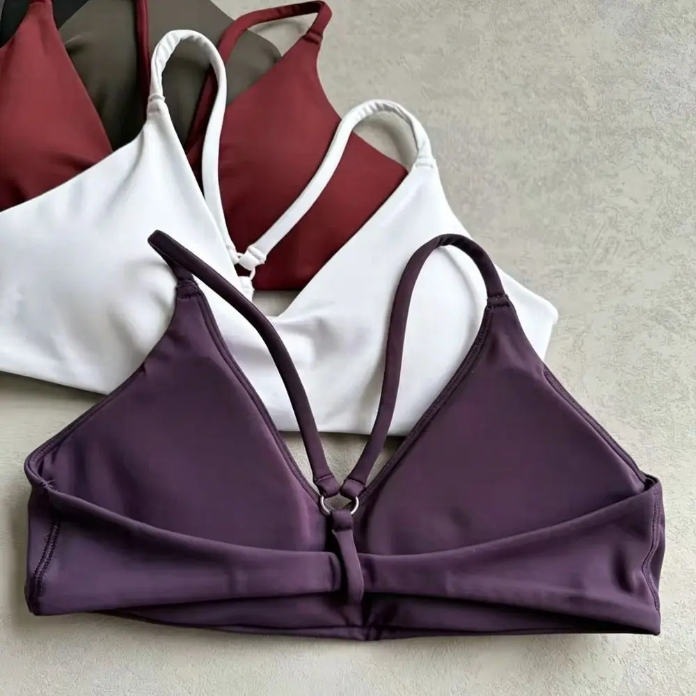 Breathable Nylon Material Sports Bras Supportive Fit Solid Color Yoga Bras Racerback Breathable Nylon Top Bras Gym Workout