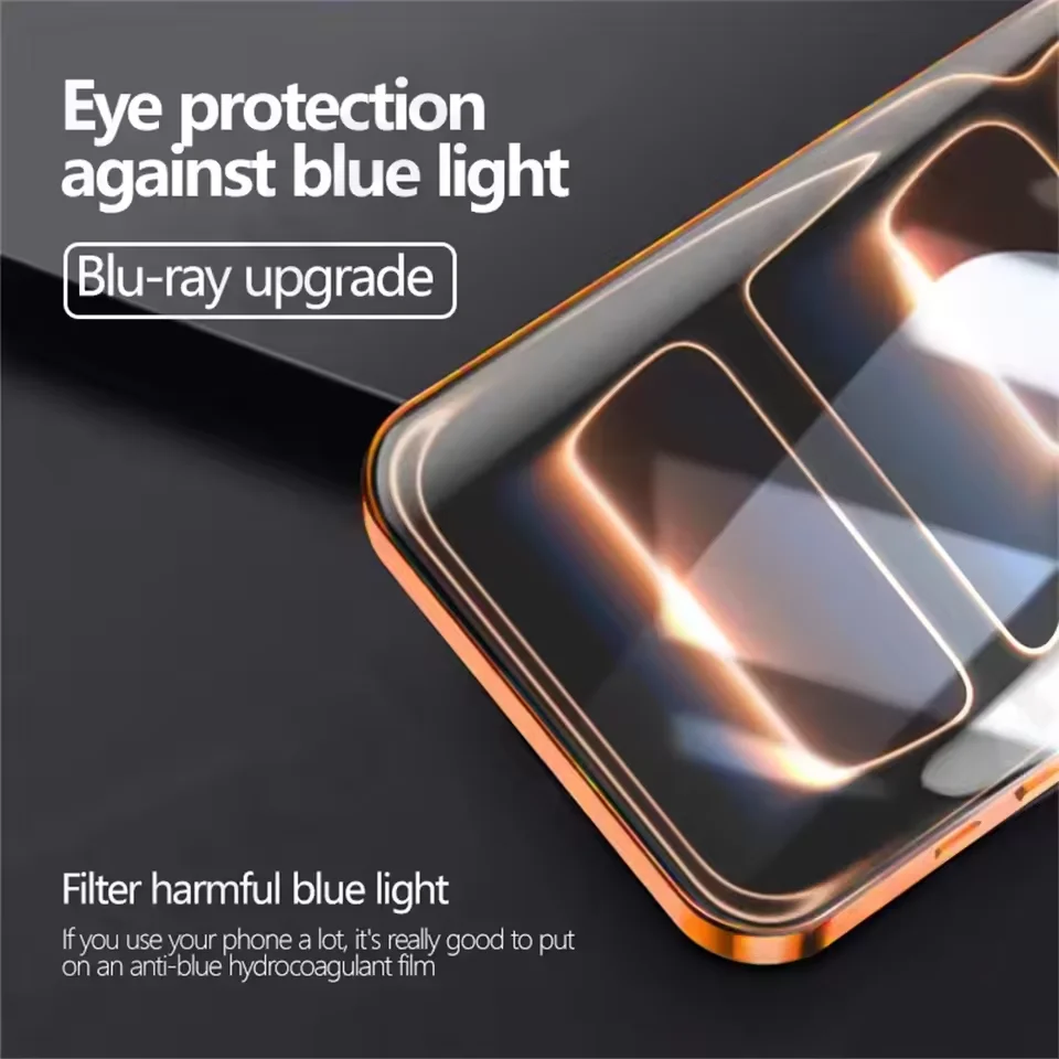 4 قطعة هيدروجيل واقي للشاشة السينمائية لابل آيفون 17 16 برو ماكس 15 14 زائد 13 12 Mini 11 X XR XS 8 7 6 SE 17 اكسسوارات الهواء