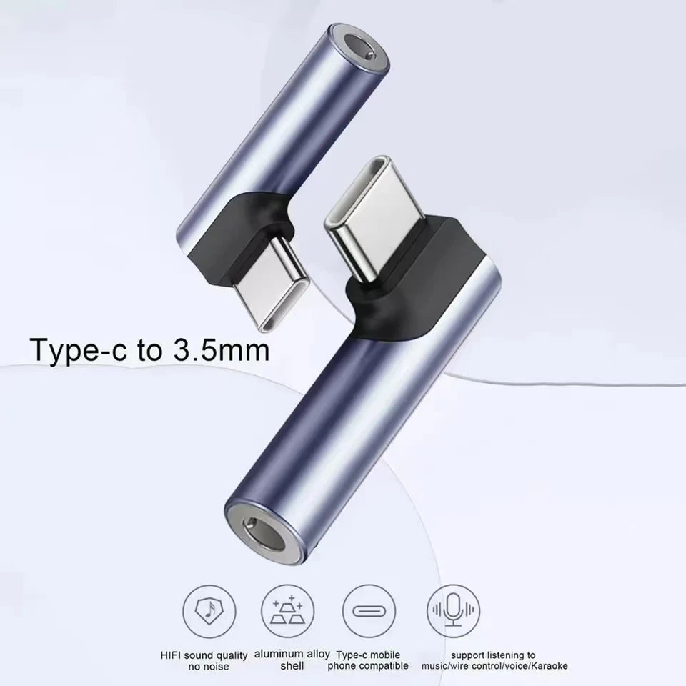 Sturdy Right Angle USB C to 3.5mm Audio Adapter Ultra Thin for Wired Headset iPhone 17 16 Samsung Phone Call