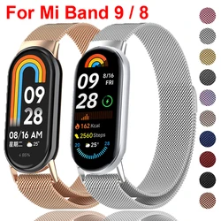 Stainless Steel Strap for Xiaomi Mi Band 9 8 WatchBand Bracelet Metal Magnetic Correa Wristband for MiBand 9 Miband8 Accessories