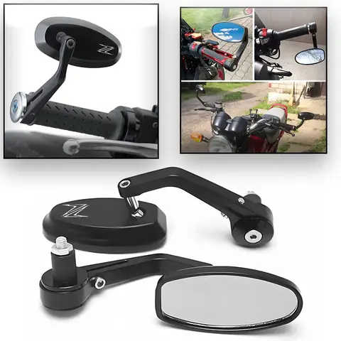 가와사키 Z250 Z300 Z400 Z650 Z750 Z800 Z900 Z1000 ZX6R ZX10R Z650RS Z 1000 R / SX 오토바이 핸들바 엔드 리어뷰 미러