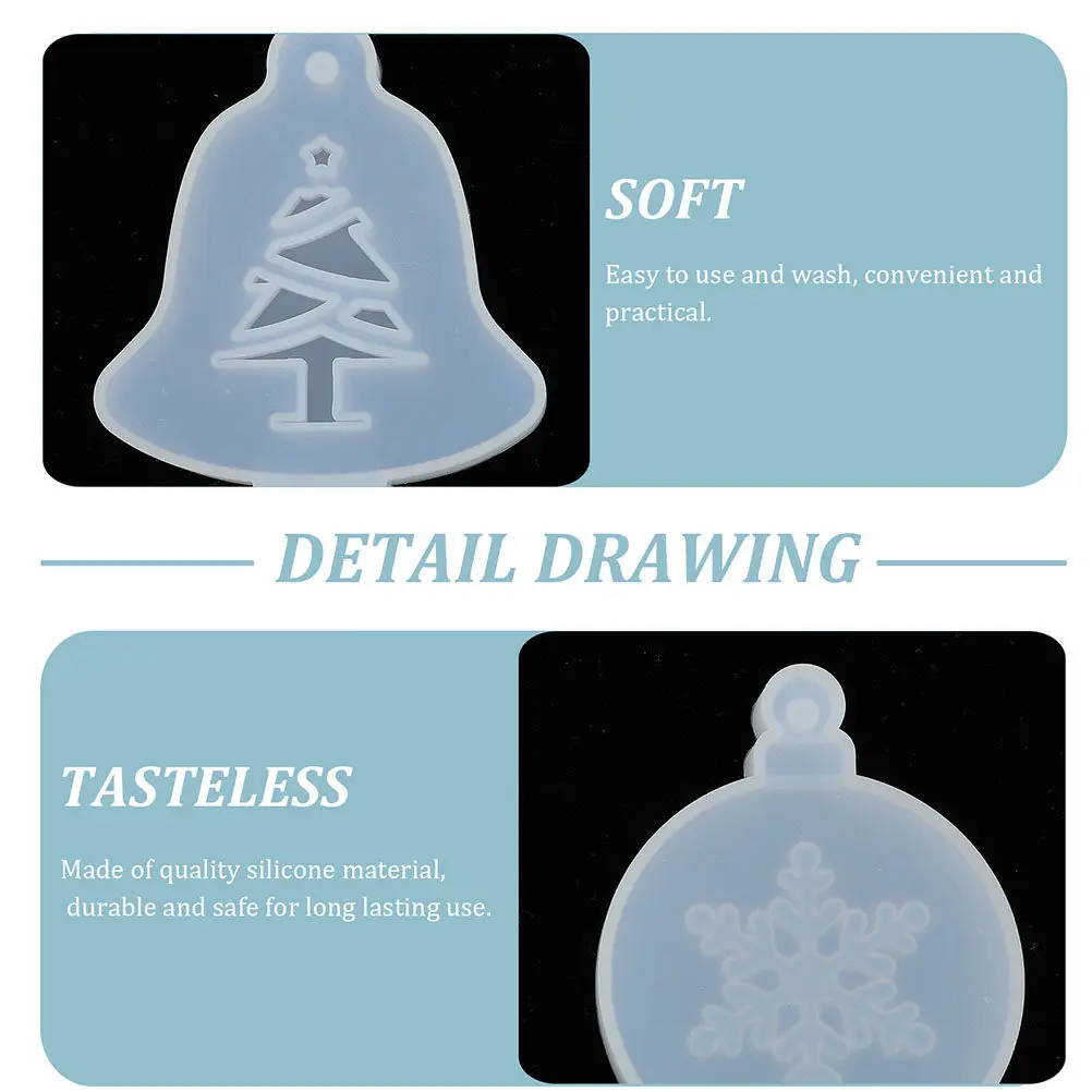 5Pcs Christmas Tree Pendant Mold Silicone Durable DIY Hanging Ornament Making Molds Non-Stick Easy Clean Xmas Pendant Mold view 6