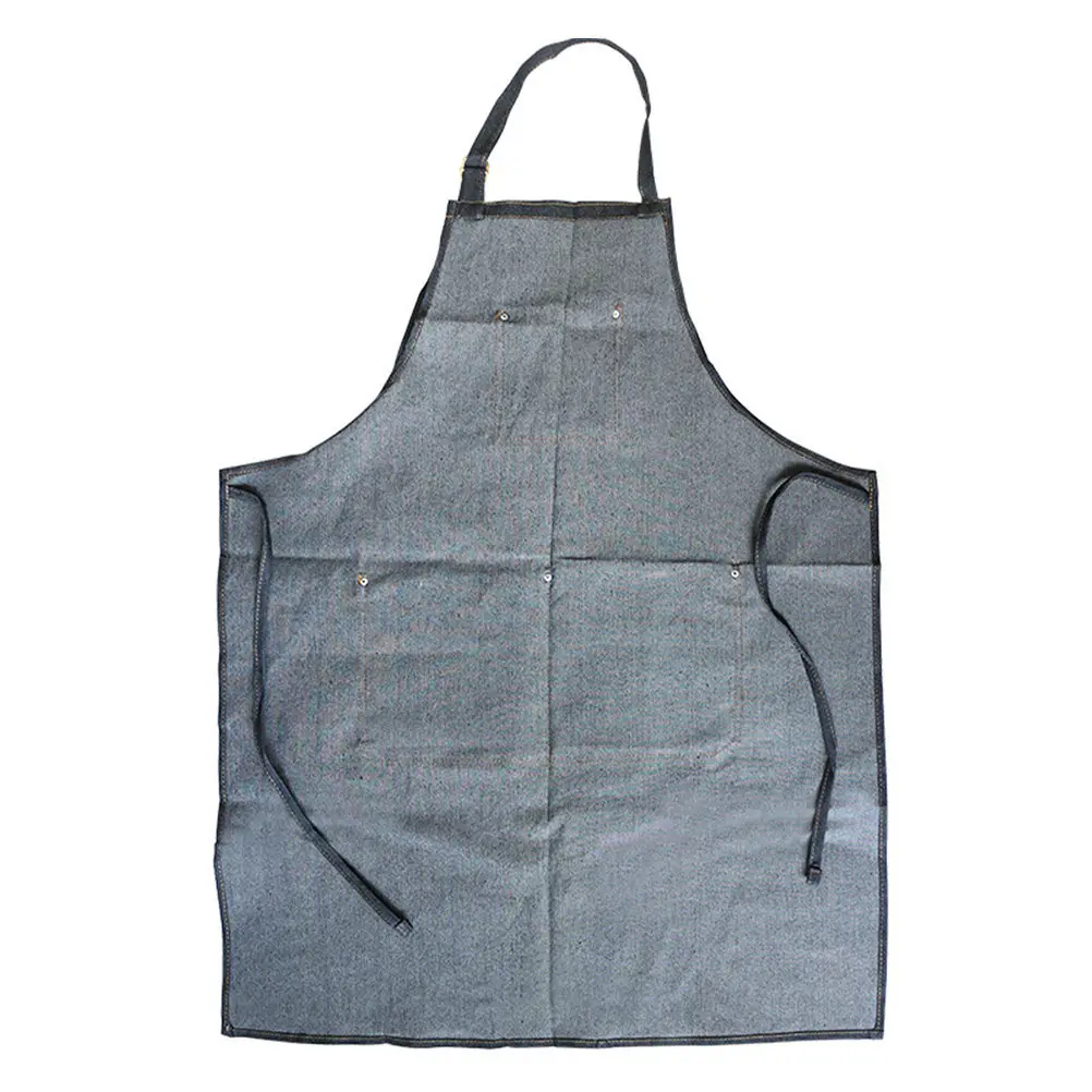 1Pcs Barber Apron Denim Unisex Sleeveless Halter Neck Work Apron with Pocket for Cooking Baking Salon Garden Cafe Restaurant