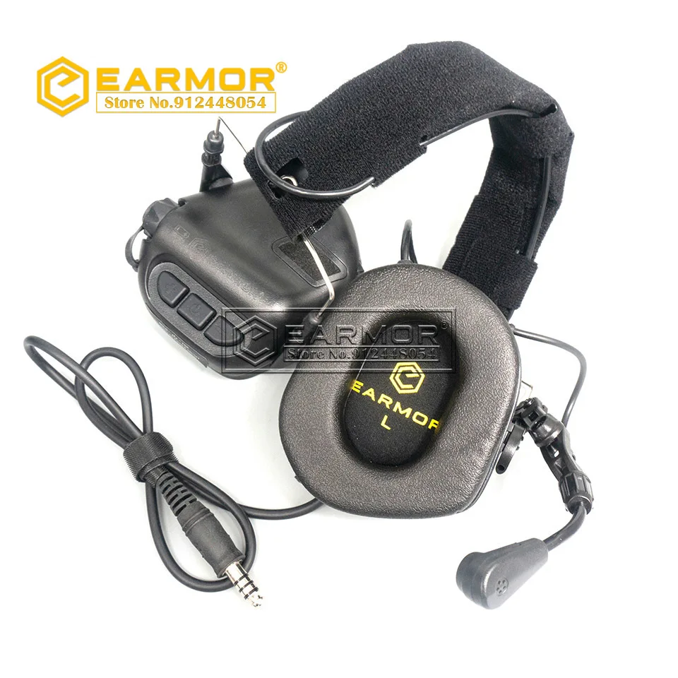 EARMOR M32 MOD4 Tactical Headset & M51 PTT& ARC Rail Adapter One Sets for Fast Helmet ARC Rail Freely Change Head Mounted