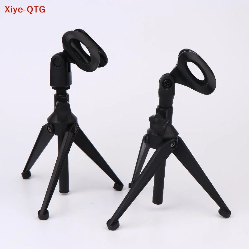 New 1Pcs Mini Portable Table Stand Universal Microphone Stand Desktop Tripod Adjustable Mic Clip Holder Lightweight Bracket