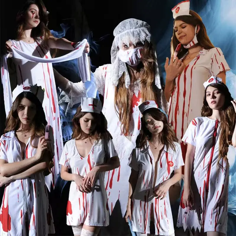 

Хэллоуин Ужасы Доктор Фен Медсестра Зомби Доктор Женский Косплей Костюм Сценическое Представление Традиционная Китайская Одежда