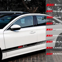 2PCS PVC Car Door Side Skirt Stickers Auto Body Decals Decoration For Skoda Kamiq Superb Fabia Octavia Rapid Kodiaq Scala Karoq