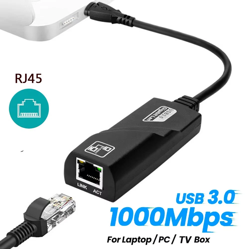 100/1000Mbps USB 3.0 Wired USB TypeC To Rj45 Lan Ethernet Adapter Network Card for PC Macbook Windows Laptop