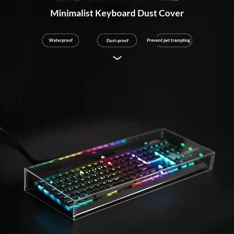 ∘Clear Acrylic Mechanical Keyboard Dust Cover Transparent Protective Case for 75/87 Key Ideal Gamer Gift Desk Accessory