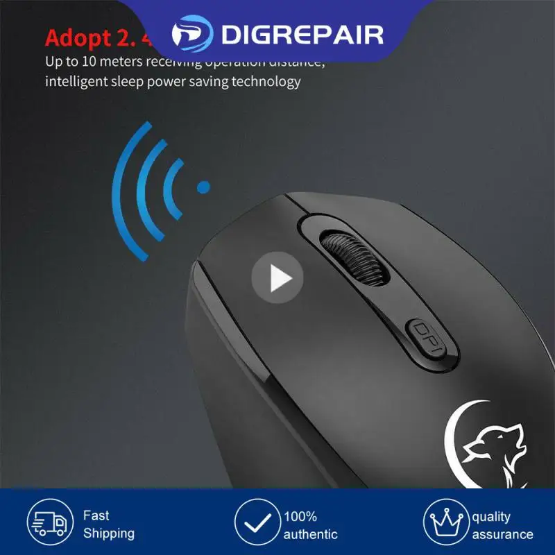 2.4G Wireless Mouse Metal Noiseless Silent Click Optical 2400dpi Mouse Rechargeable 2 Keys Gaming Mouse For Computer Laptop PC