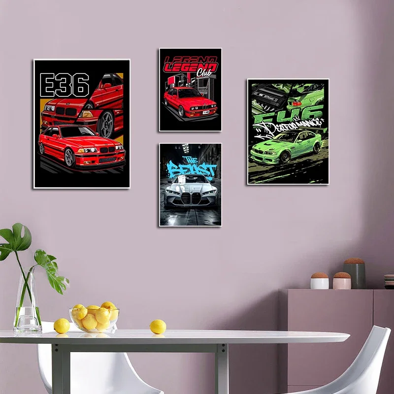 

Supra Car E36 Luxury Super Car Poster Street Style Abstract Canvas Printing Wall Art Picture Home Club Decor Birthday Gifts