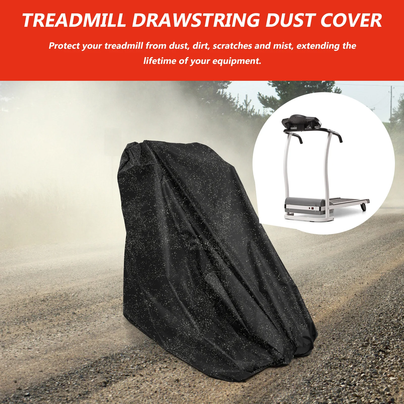 

Waterproof Treadmill Cover for Outdoor Indoor Use Black Dust-Proof Running Machine Cover Lightweight Portable Design