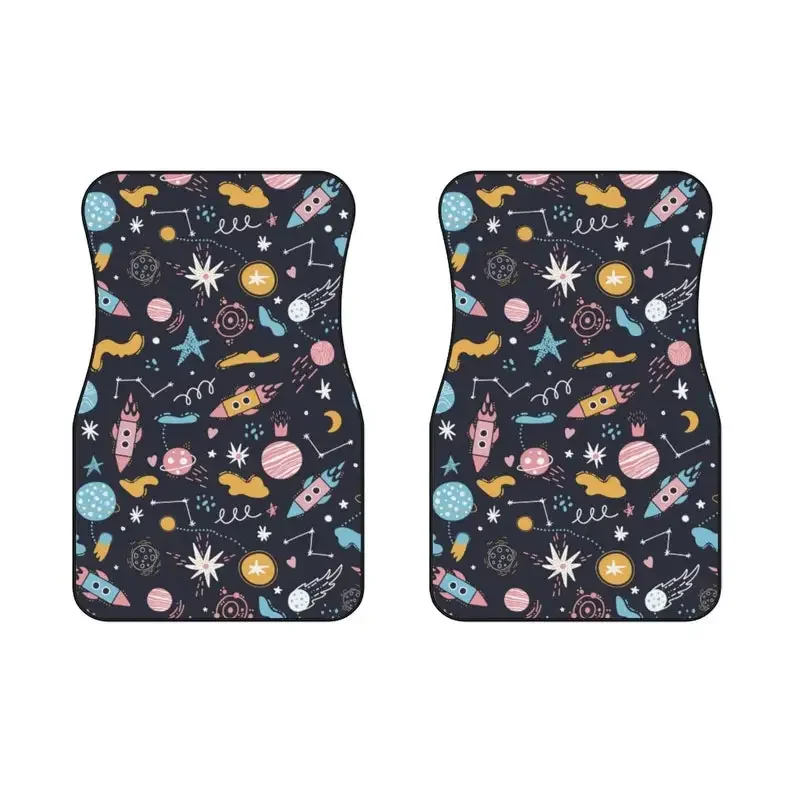 Space Rocket Car Mats Kawaii Cute Planets Car Accessories Truck Floor Mat Summer JDM Night Sky Cartoon