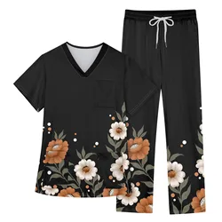 Medical Uniform Nurse Scrub Sets Women Men Zipper Basic Pro 2 Piece Top Drawstring Pants Heather Nursing Slim Tunic