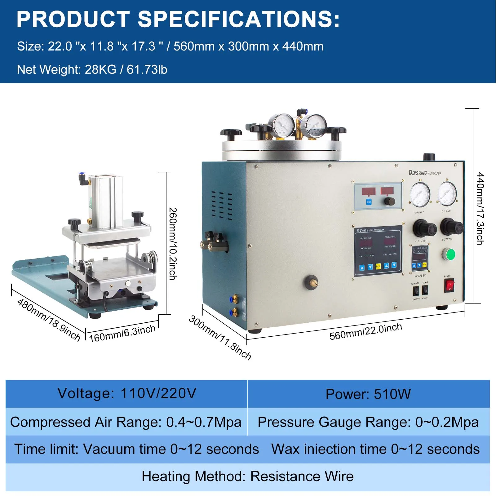 Automatic Jewelry Vacuum Wax Injector | Digital Casting and Forming Machine for Jewelers