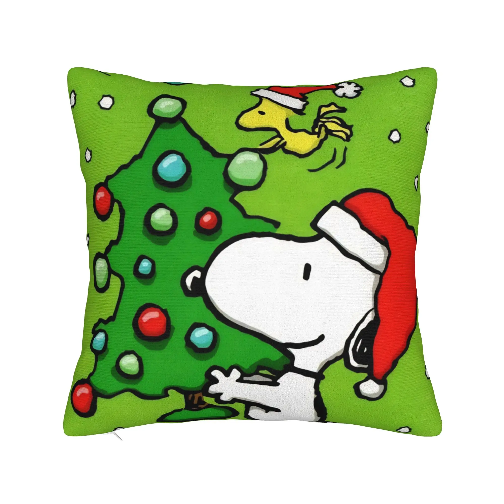 S-Snoopys Xmas Christmas Tree Square Pillow Case  Cushion Covers Creative Zipper Decorative Pillowcase for Home 40x40cm