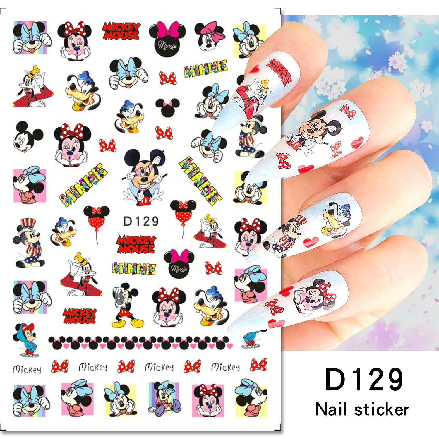 6/12 pièces 3D dessin animé Mickey & Minnie autocollant pour ongles Expressions multiples Kawaii Mickey Mouse autocollant pour ongles auto-adhésif Mickey curseur