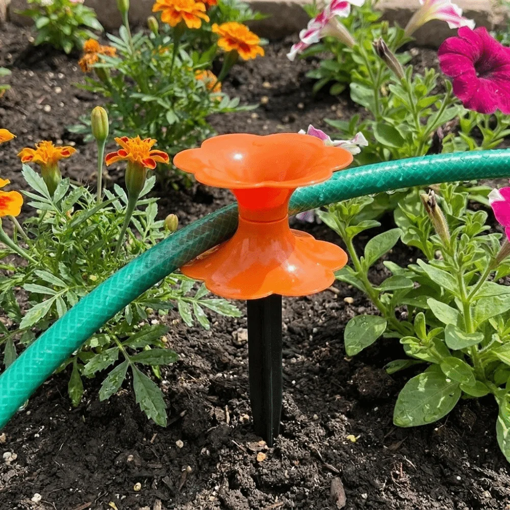 Spike Stake Flower Shaped Garden Hose Guide Directional Protection Plastic Hose Guide Spike Labor-Saving Hose Holder Garden Lawn
