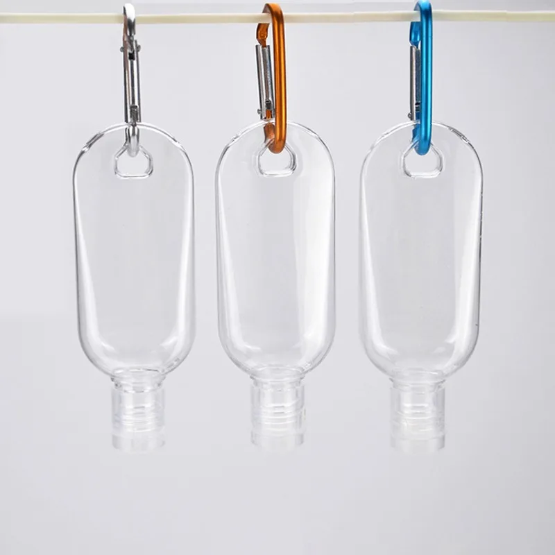 1-10pcs Empty Hand Sanitizer Travel Bottle Holder Hook Keychain Carriers Flip Cap Reusable Portable 30ml 50ml Empty Bottles