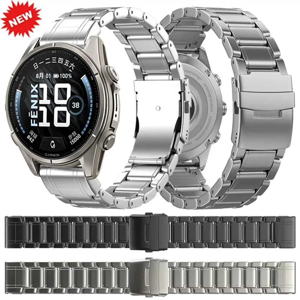 26/22mm Titanium QuickFit Strap for Garmin Fenix 9/9 Pro/8 51/47mm Alloy Replacement Bracelet Garmin Tactix 8/Fenix 7 Watchband