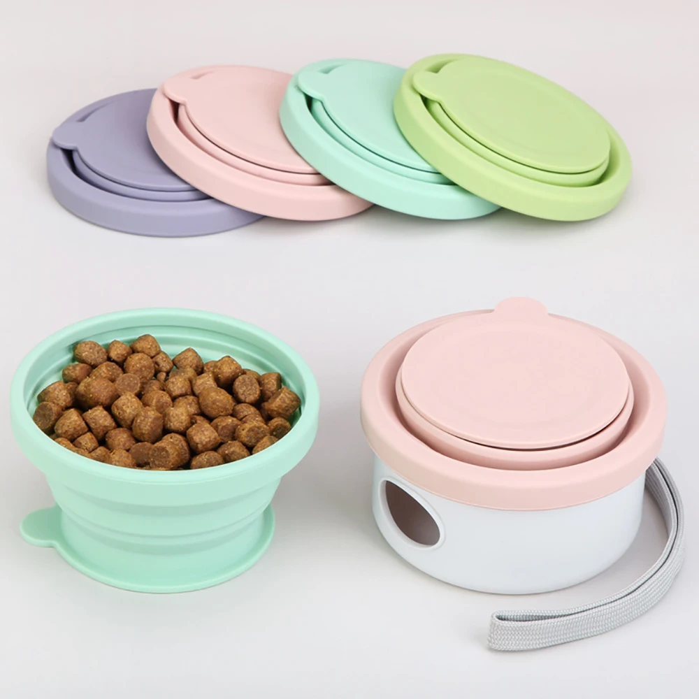 Combination Portable Case Folding Pet Bowl Food Grade Silicone Walk The Dog Feeder Water Bottle Pet Accessories