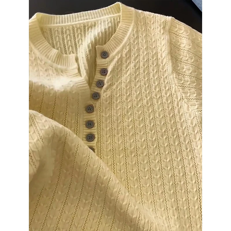 Doce Coreano Sle Amarelo Malha Or Sve Camiseta Feminina Faionable Versátil Top Verão Novo Design Rodada Ne Regular...