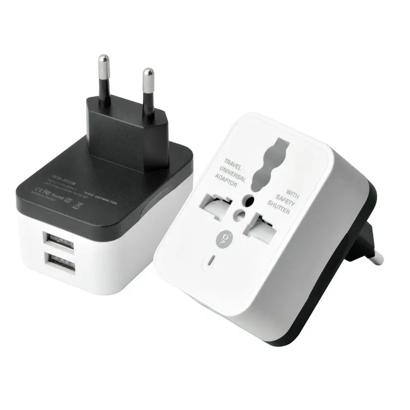 2 USB 2A Universal Socket CN EU KR US UK Charger Travel Adaptor AC Power Plug Adapter Converter Convertor