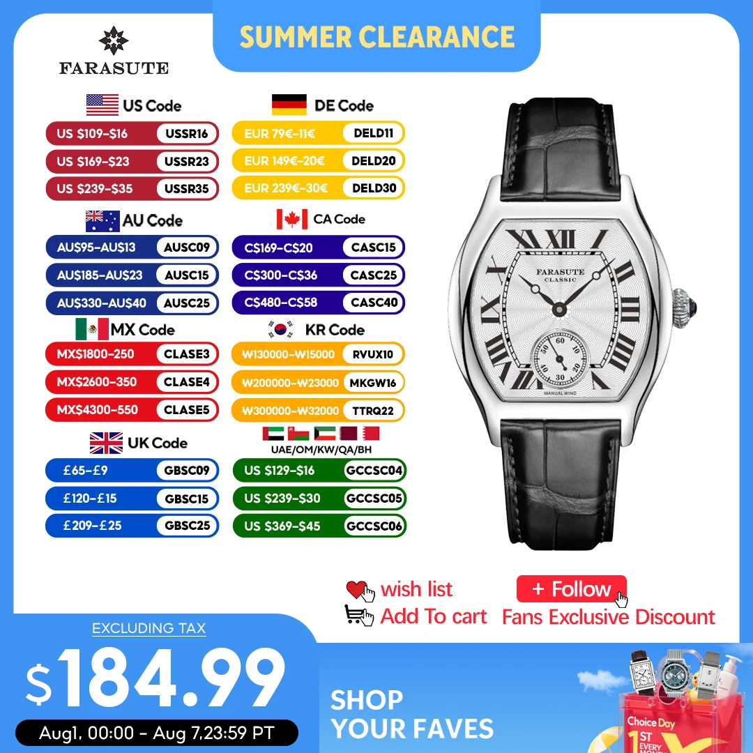 Montres mécaniques manuelles personnalisées FARASUTE 36 mm rétro Hangzhou, mouvement mécanique, saphir, étanches 5 bars, montre pour homme, Reloj Hombre