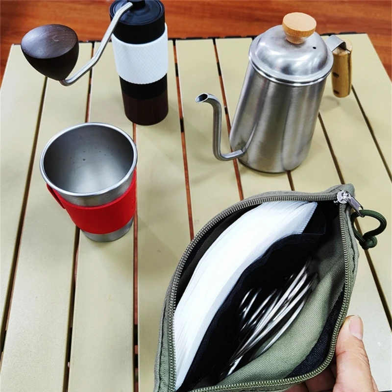 M2EE Compact Coffee Filter Storage Solution Coffee Filter Carrying Bag Durable Fabric Bag Easy to Carry Suitable for Travel